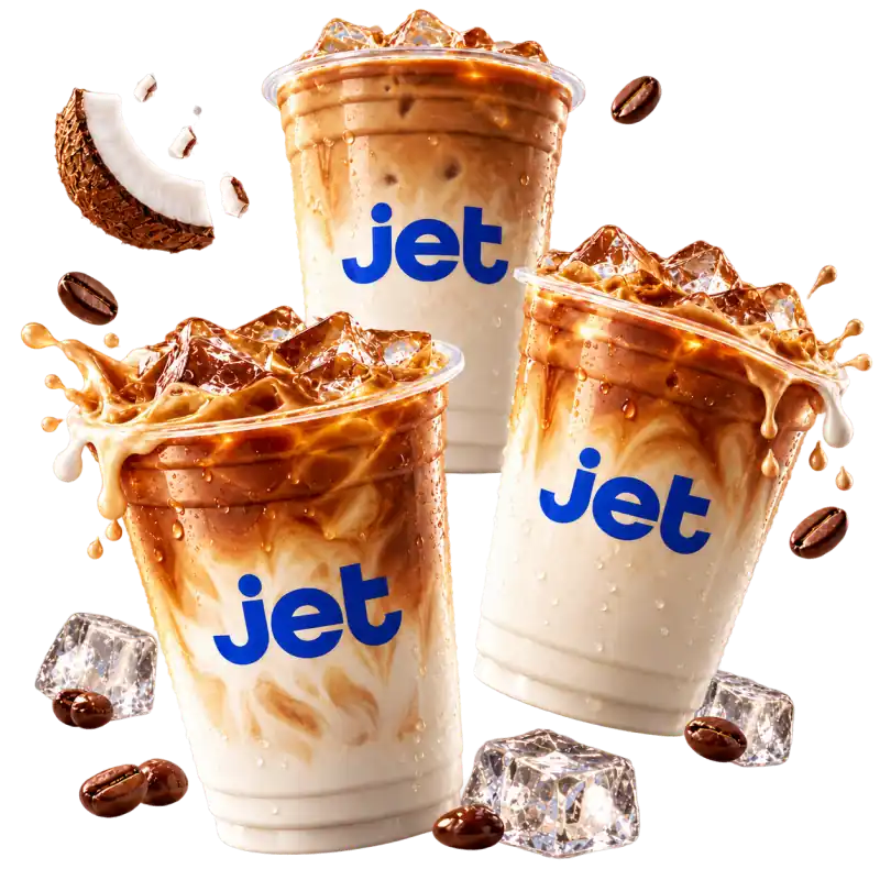 Three Jet iced lattes